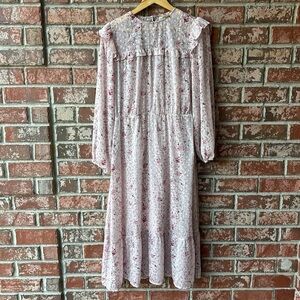 H& M Divided French Inspired Floral Ruffle CottageCore Dress Size  Medium